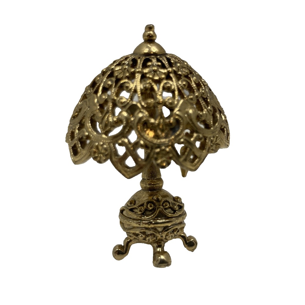 Rare Vintage Miniature Filigree Tiffany Style Lamp Pin Brooch 2"